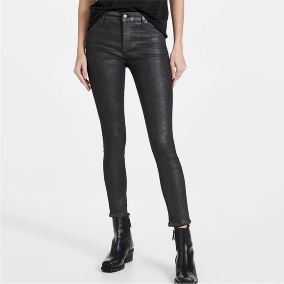AG Adrianno Goldschmied the farrah skinny ankle pant in black shimmer Size 27 - Picture 1 of 7